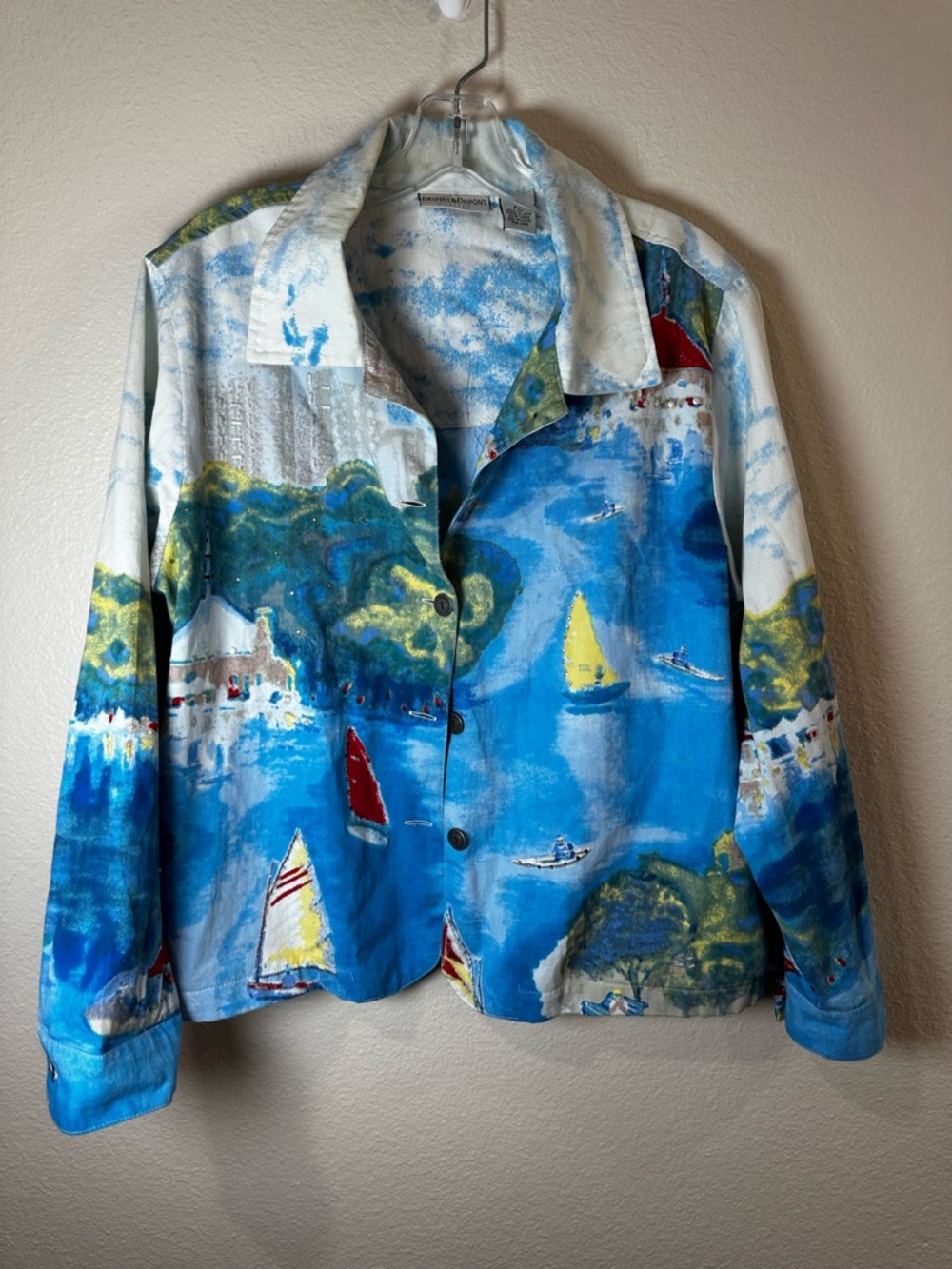 Drapers & Damon’s Scenic Blue Sailboat Print‎ Jacket size PM